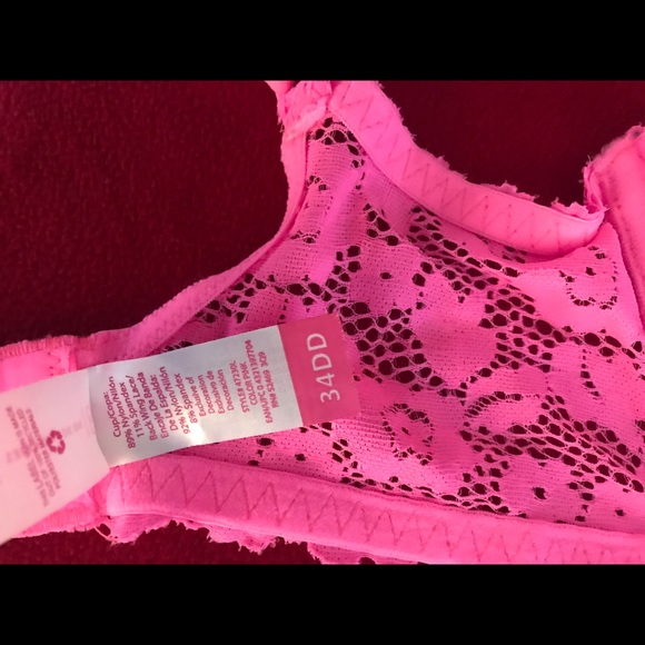 Pink Bra with bright orange trim -Lace Size 34DD - Picture 5 of 5